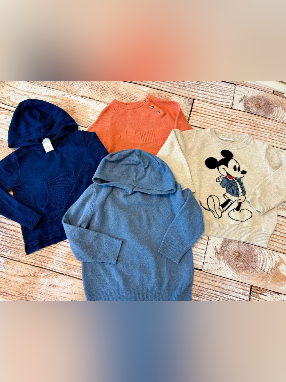 Mayoral & GAP Brand Sweaters Soft Blue, Navy, Orange & Mickey (4)